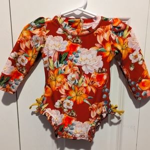 Posh Peanut Girls Swimsuit One Piece 3-6 Months Orange Ruffle Butt